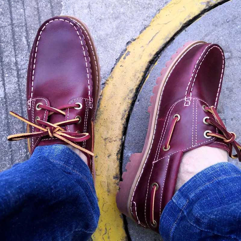 Cow Genuine Leather Shoes Men Loafers Soft Casual Shoes Men Boat Shoes Male Footwear Black Brown Work Shoes Lace-upXJ250118