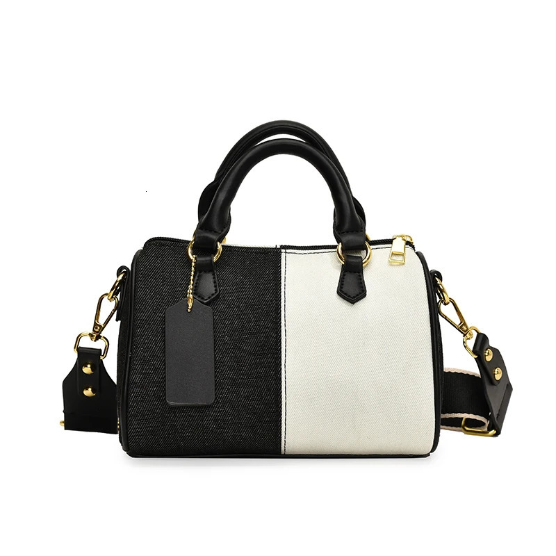 2025S New Free Shipping Designer Bag Patchwork Color Mini Womens Handbag Denim Shoulder Cross Body Casual Street Little Boston Bag