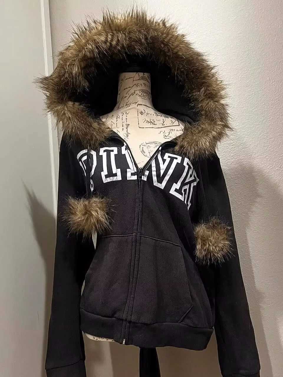 American Retro Original Vintage Hooded Cardigan Y2K Autumn And Winter Strt Hip Hop Jacket Ins Casual New Clothing Women W250117