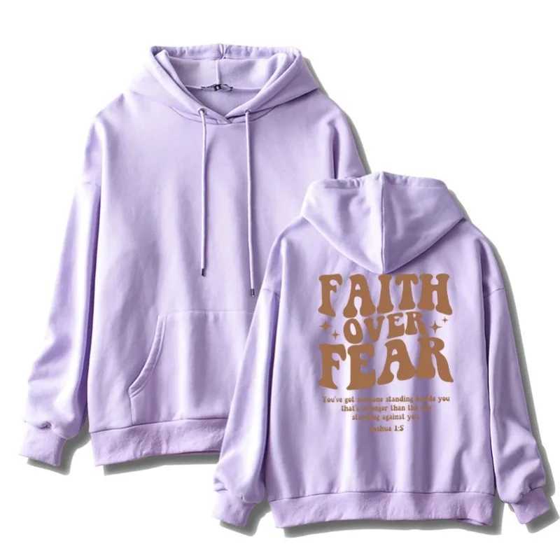 Spring Faith Over Fear Letter Printed Hoodie Casual Oversized Boys and Girls Fashion Dress Y2k Grunge Hoodie Sportswear W250117