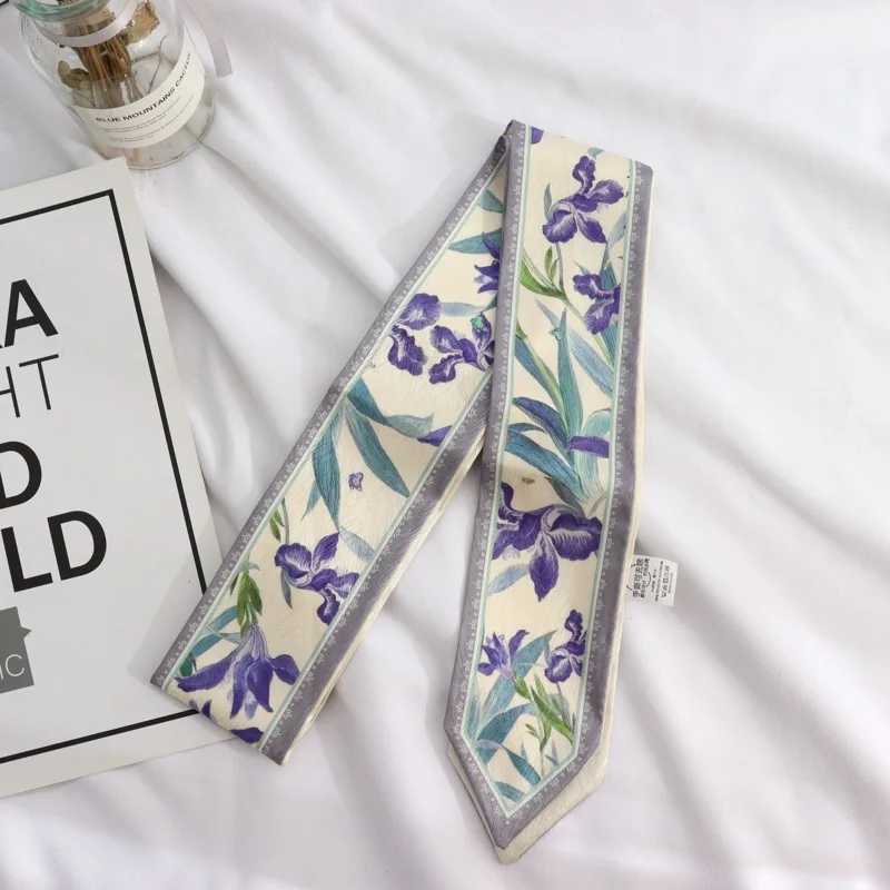 Plant Print Fashion Hair Ribbon Scarf Neck Tie Bag Scarfs Satin Silk Skinny Headscarves For Women W250118