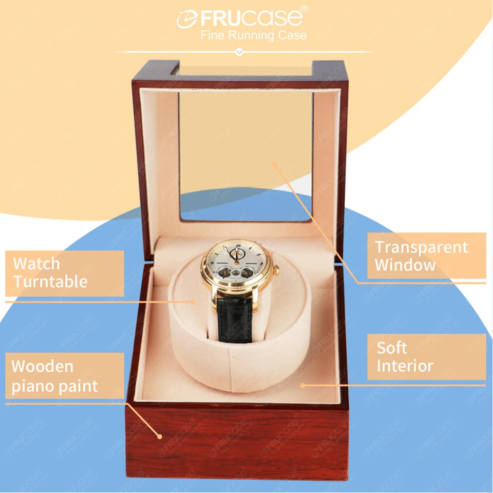 FRUCASE Wooden Watch Winder for Automatic Watches Watch Box Automatic Winder Use USB Cable / with Battery Option 250121