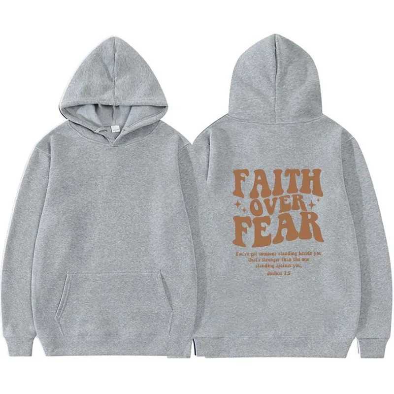 Spring Faith Over Fear Letter Printed Hoodie Casual Oversized Boys and Girls Fashion Dress Y2k Grunge Hoodie Sportswear W250117