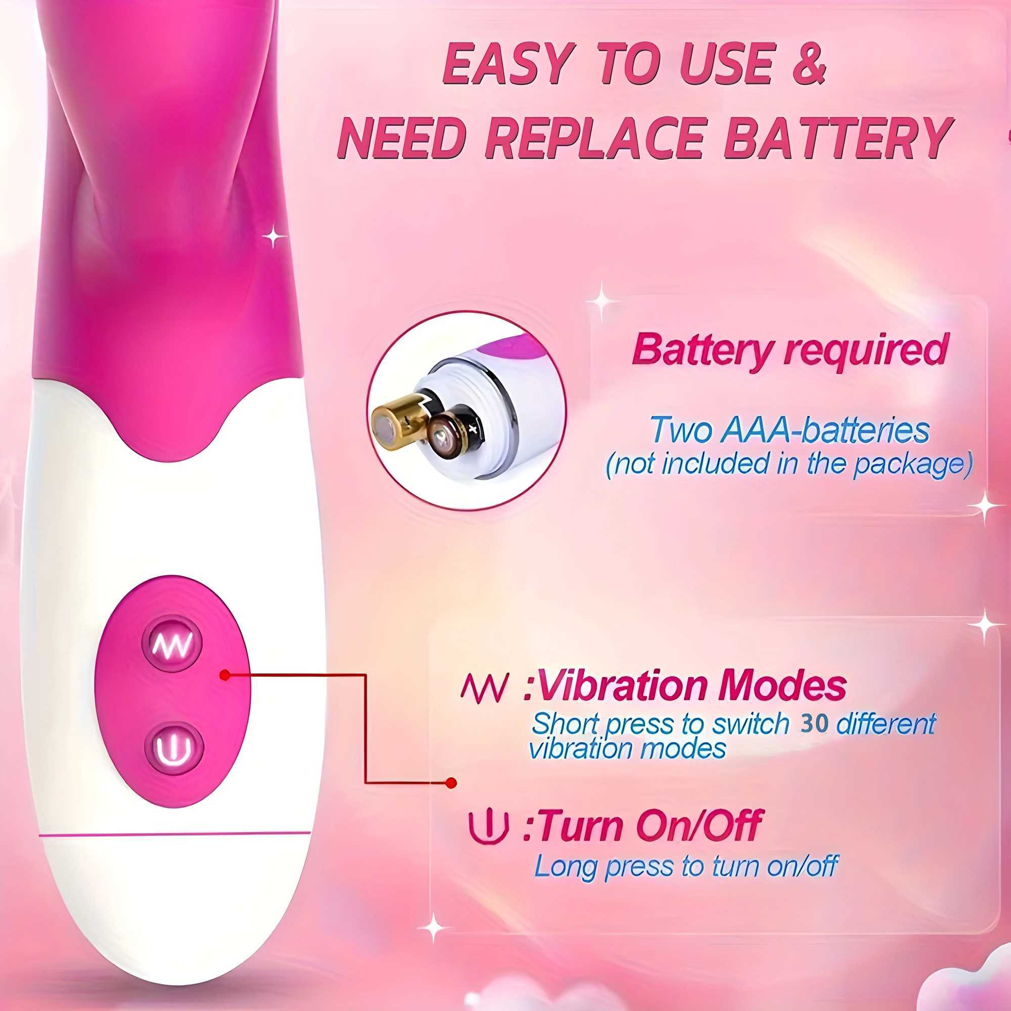 Silicone G-spot fake penis rabbit vibrator dual vibration 30 speed female vaginal labia massager adult sex toy W250117