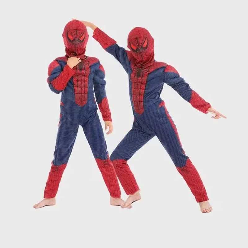 Boys and Girls New Year Superhero Peter Parker Muscle Chest Costume for Kids Ultimate Movie Characters Cosplay Halloween Party W250117