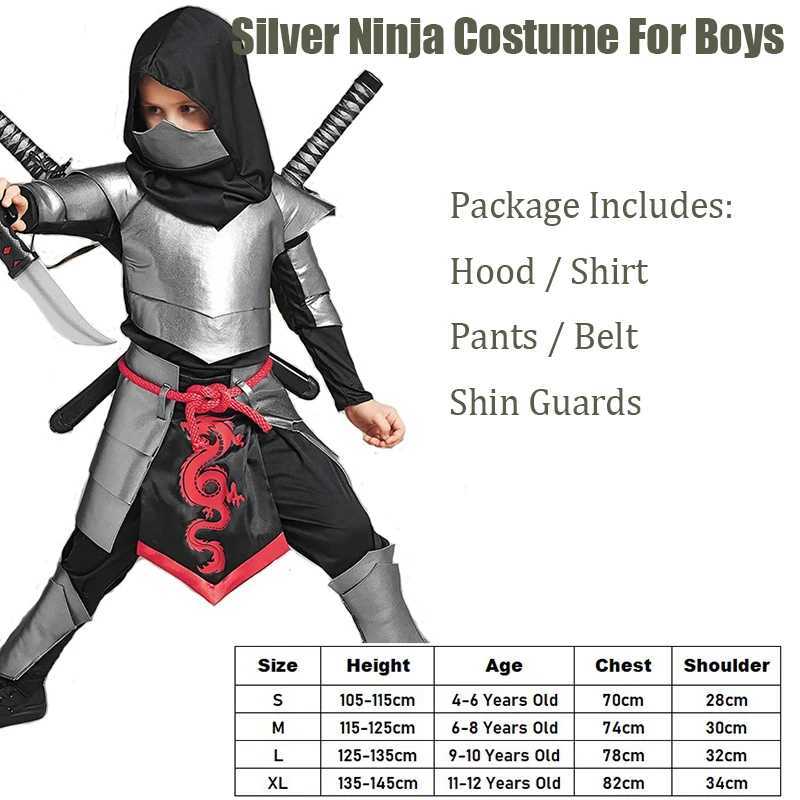 2023 New Arrival Child Dragon Ninja Halloween Cosplay Silver Ninja Costume For Boys W250117