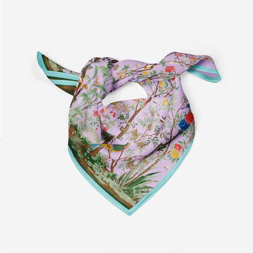 53cm Brand Square Scarf for Women 2024 Design Flower and Bird Silk Womens Scarf Bandana Luxury Headband Collar W250118