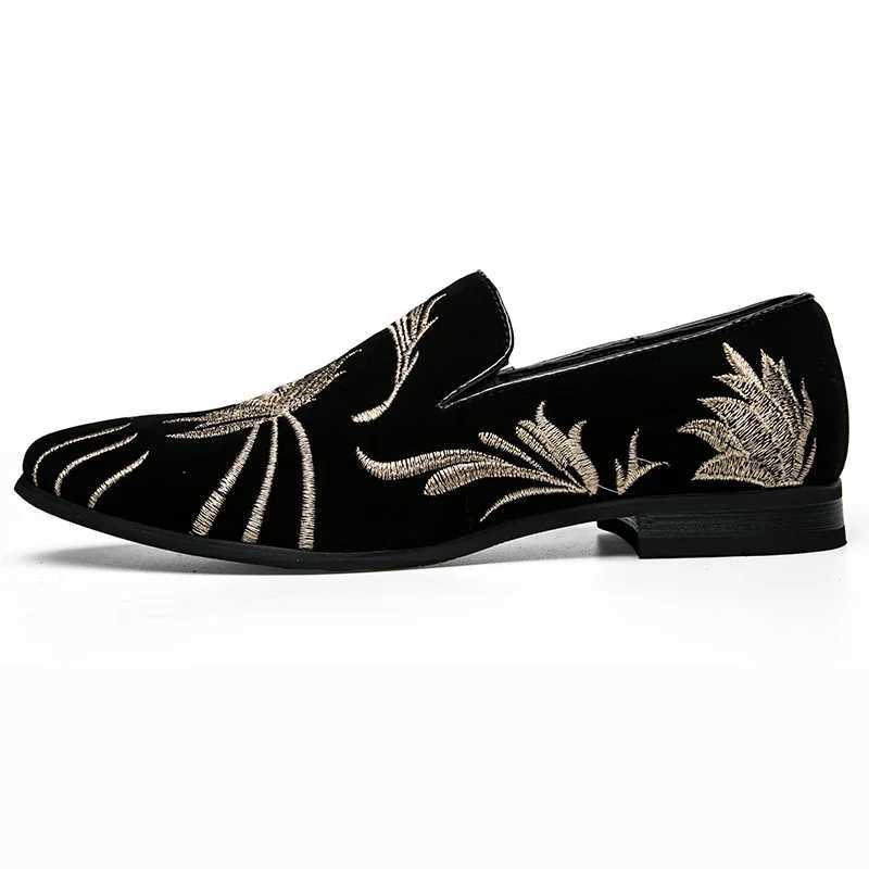 Mens Fi Suede Leather Embroidery Loafers Mens Casual Printed Wedding Shoes Man Party Driving Flats Sizes 38-47XJ250118