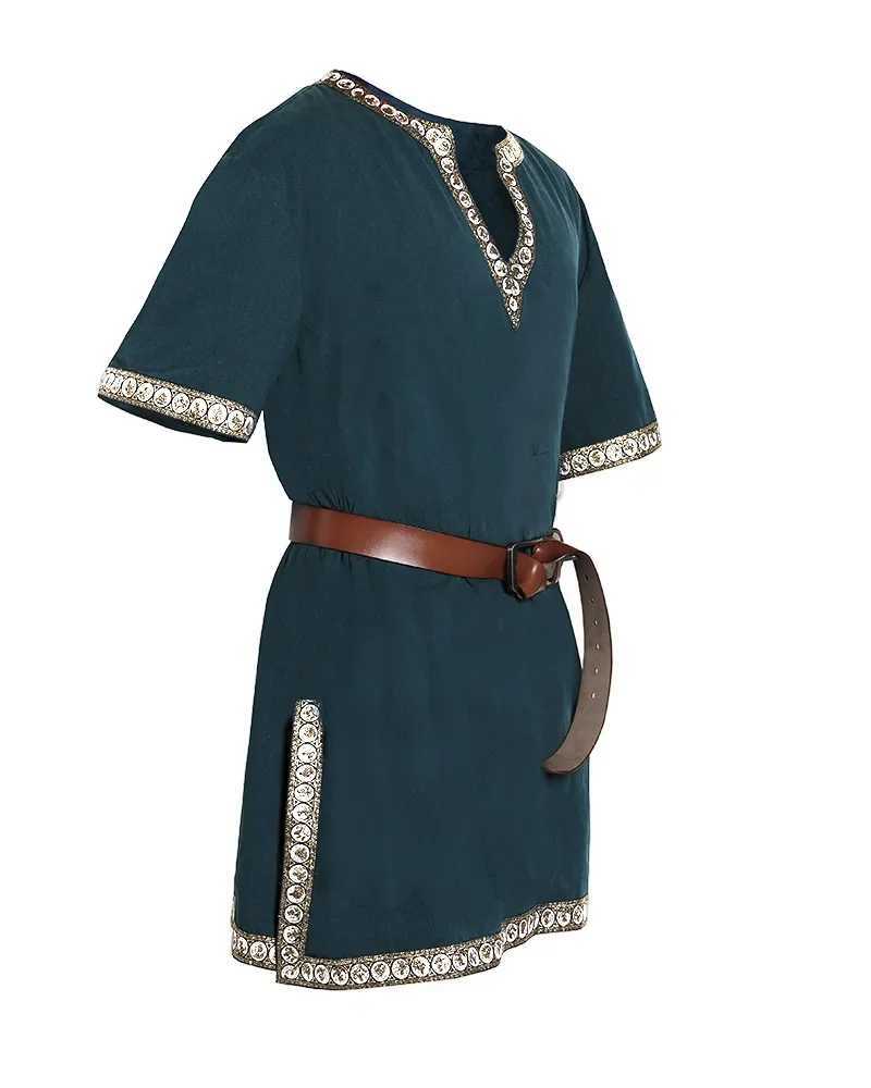 Childrens medieval costume Viking pirate shirt Knight cotton linen retro tuned top Renaissance V-neck childrens Halloween W250117