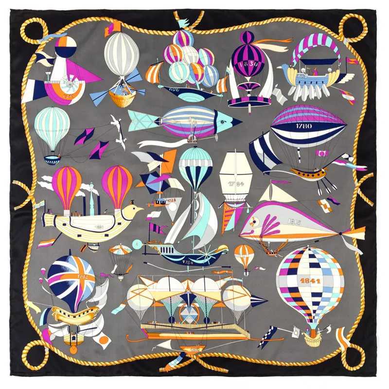 90cm Hydrogen Balloon Foulard twill silk scarf womens square Shl brand headscarf scarf Bandana Leopard handmade curly headscarf W250118