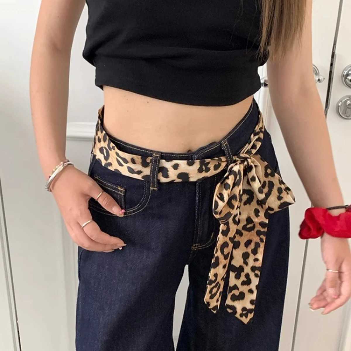 Leopard Print Scarf Silk Chiffon Suspenders Warm Windproof Irregular Y2K Scarf World Punk Nightclub Party Winter W250118