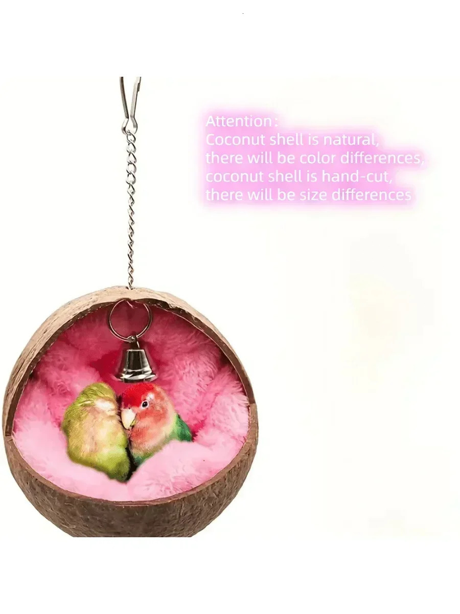 Natural Coconut Fiber Bird Nest For Small Pets House Bed Breeding Anti-Pecking With Warm Pad And Bell For Parrots 250121