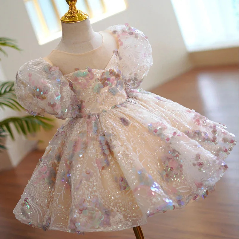 Children Evening Dresses for Girls 3 12 14 Years Kids Birthday Party Fluffy Ball Gown Wedding Prom Formal Lace Dress 250117