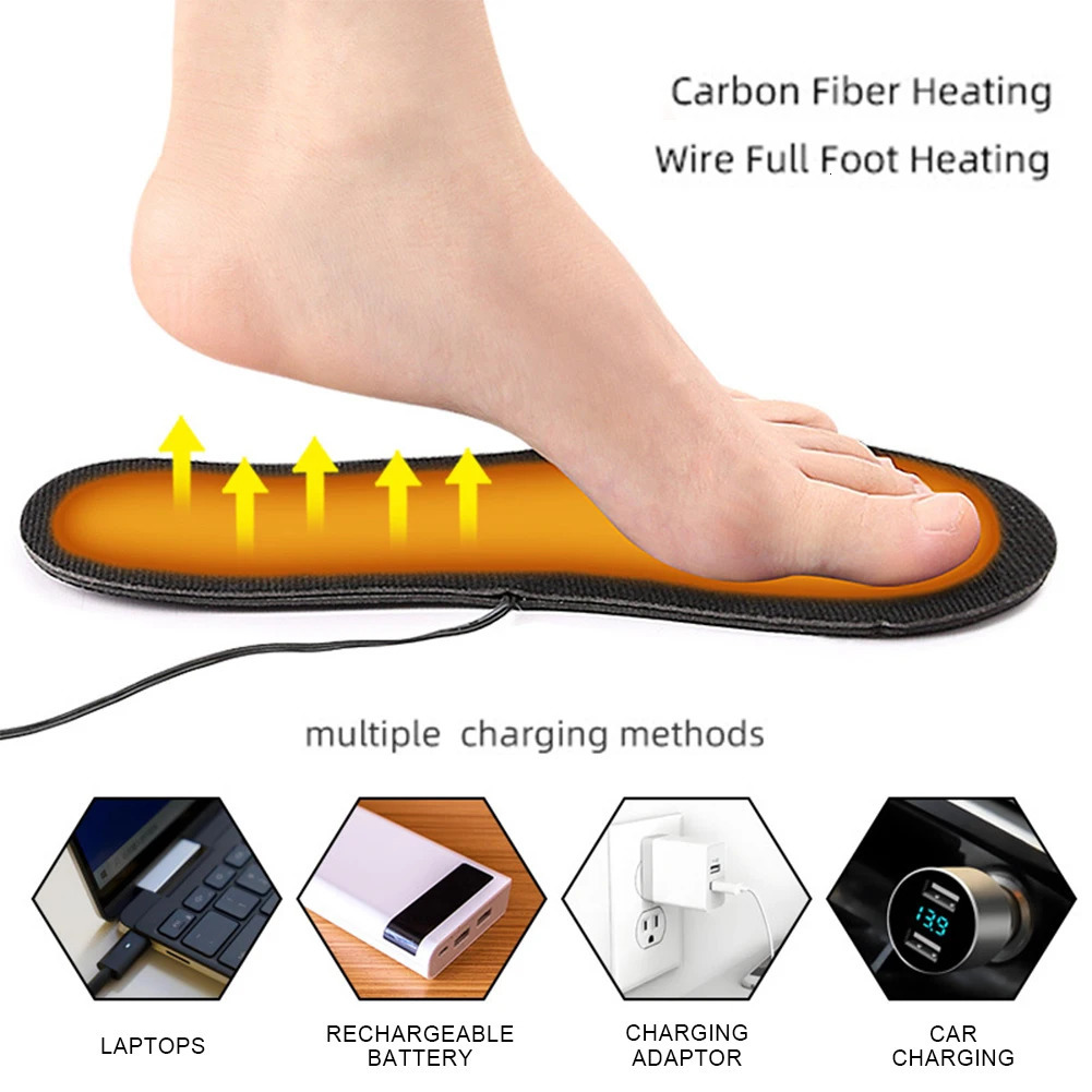 1-10Pair USB Heated Shoe Insoles Women Men Electric Warmer Washable Winter Outdoor Sport Thermal Insoles Keep Foot Warming Pad 250120