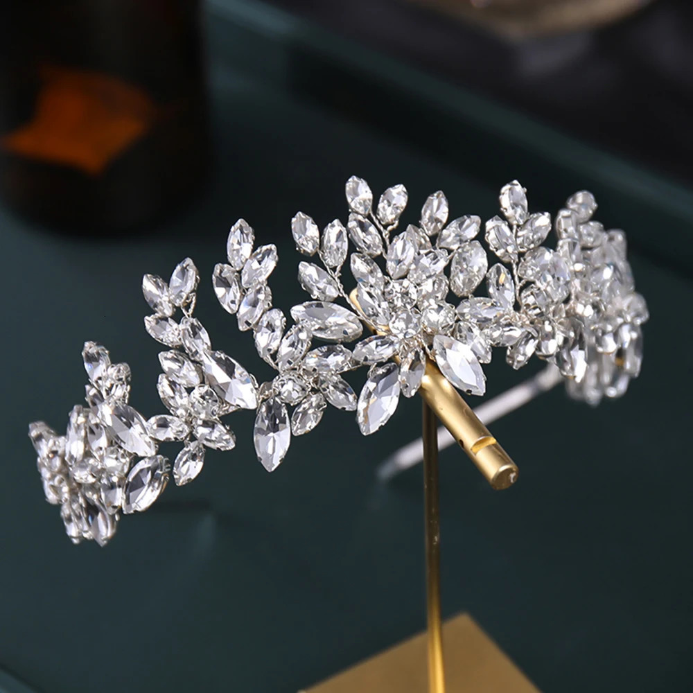 Bridal Headband Handmade Rhinestone Flower Hairband Crystal Wedding Fashion Headdress Women Party Gift Hair Hoop 250118