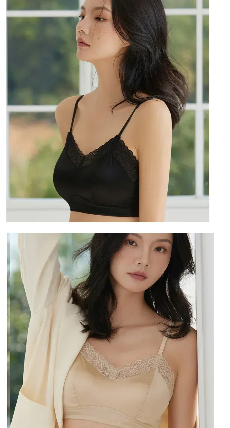 Womens Silkworm Silk Without Steel Ring Anti Slip Gathering Traceless Sexy Lace Full Cup Bra Women Underwear 250122