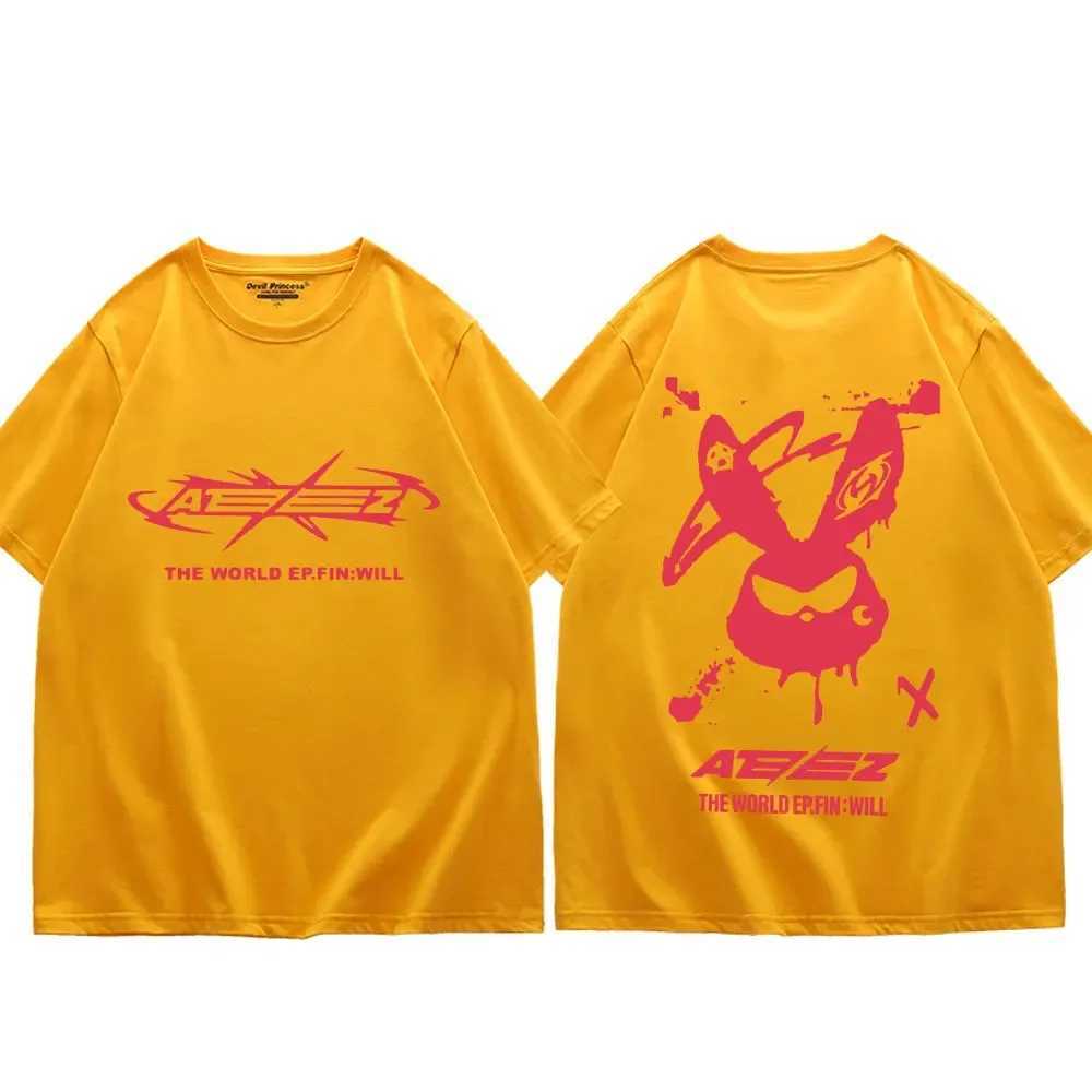 Kpop Ateez The World Ep Fin Will Tour Graphic T Shirts Men Women High Quality Fashion Trend T-shirt Street Y2k Style T-shirts W250117