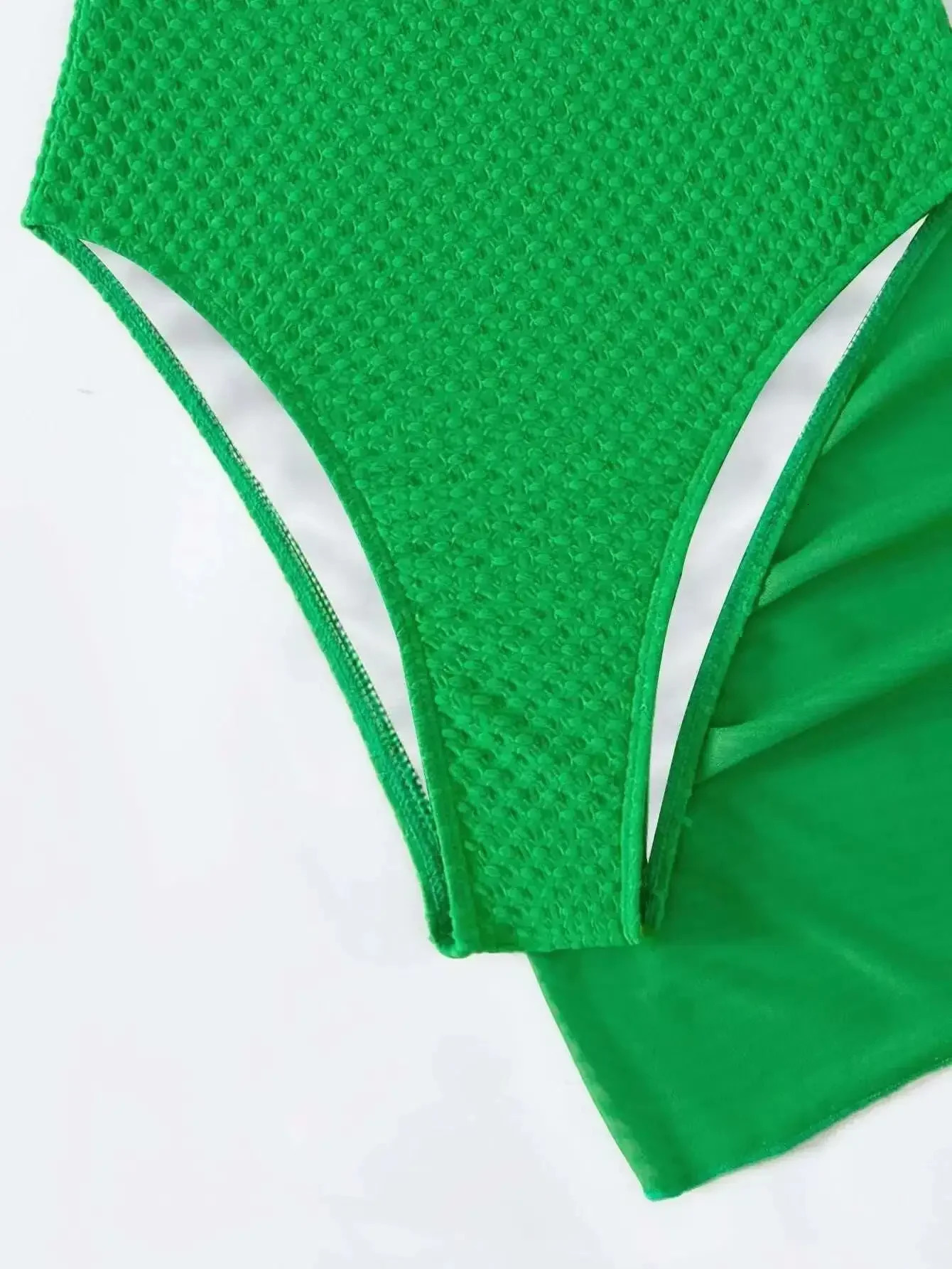 Cut Out Twist Front One Piece Swimsuit Women Knot Side Beach Skirt Solid Color Summer Swimwear Bathing Suit Give A Gift 250118