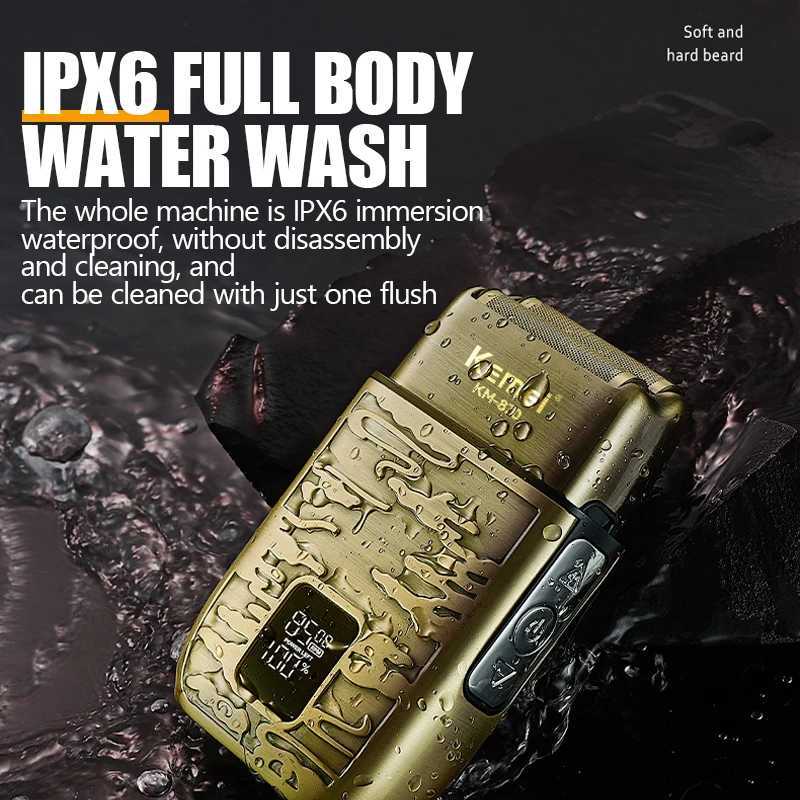 Kemei KM-870 Mens Electric Shaver LED Display Adjustable Speed USB Electric ShaverW250117