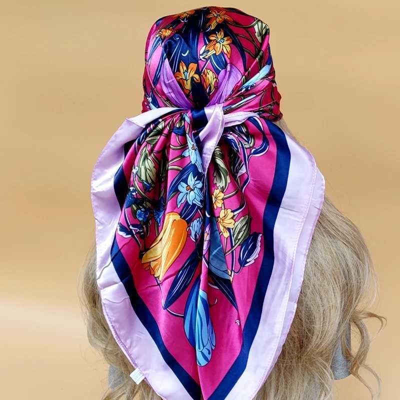 Women 90X90CM New Shls The Seasons Beach Scarves Fashion Model Square Silk Hijab Popular Design Sunscreen Headscarf W250118
