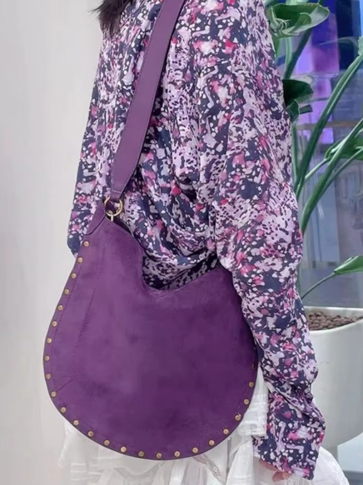 Vintage Women Casual Single Shoulder Bag Versatile Genuine Leather Handbag Rivets Designer High Capacity Haruku Ladies Tote