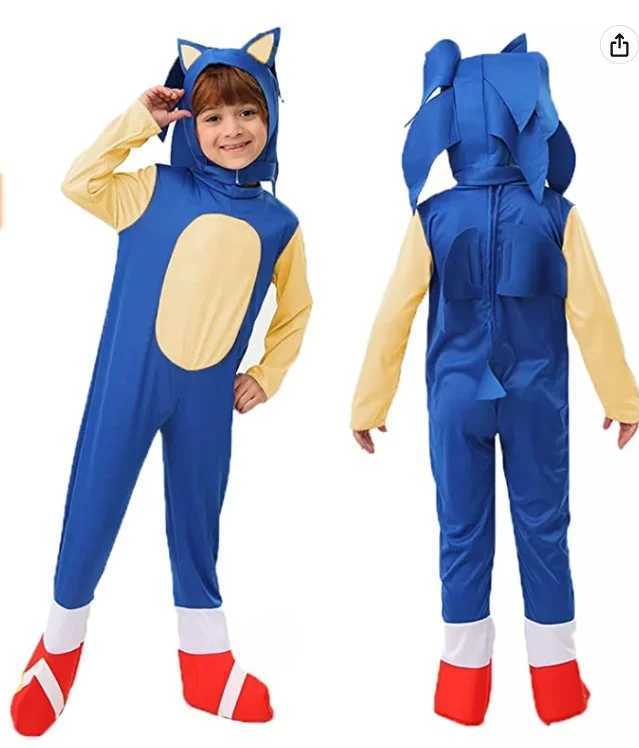 Child Anime Cosplay Jumpsuit Boy Animal The Hedgehog Costume with White Gloves Gift Children Halloween Cartoon Costumes W250117