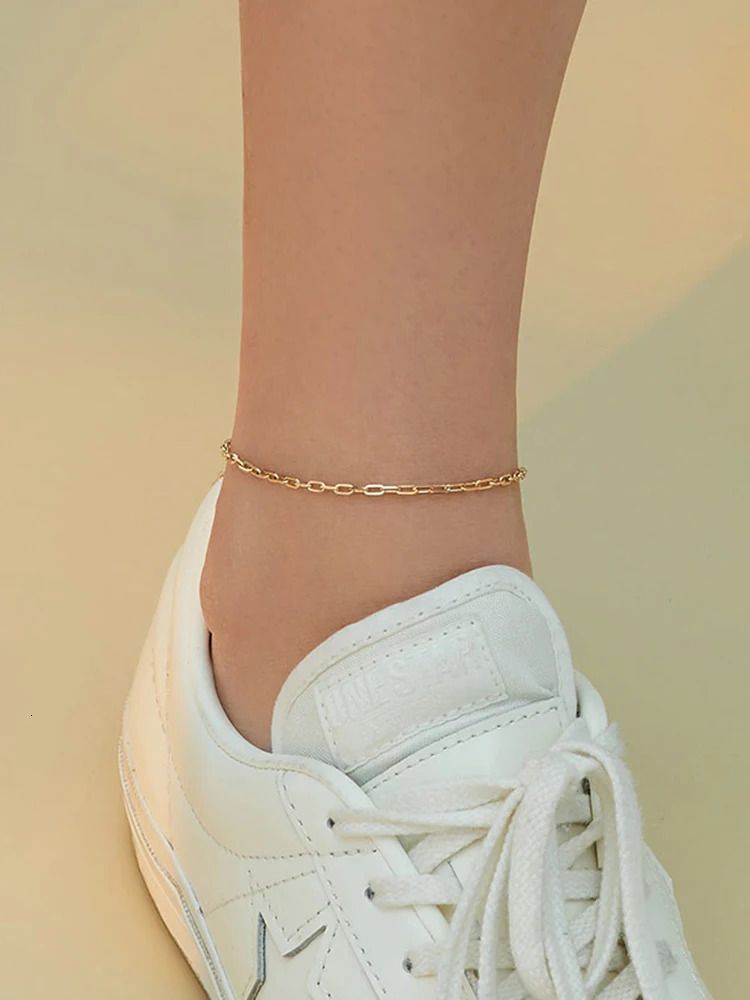 RINYIN Fine Jewelry Ankle Bracelet 9 -11 23-28cm 100% 18K Gold Ankle Shining Oval Rectangular Chain 250110