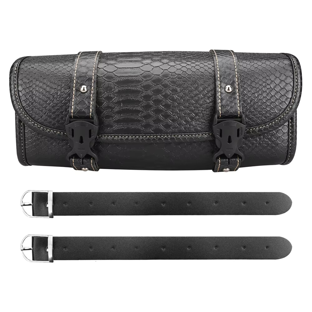 Motorcycle Front Fork Tool Faux Leather Universal Handlebar Roll Bag Waterproof Fit For Harley Sportster Kawasaki Yamaha