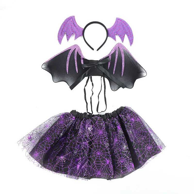 Children Girl Spider Web Tutu Cobweb Skirt Witch Wizard Hat Suit Party Outfits Up Costume Cosplay Halloween for Women Adult W250117