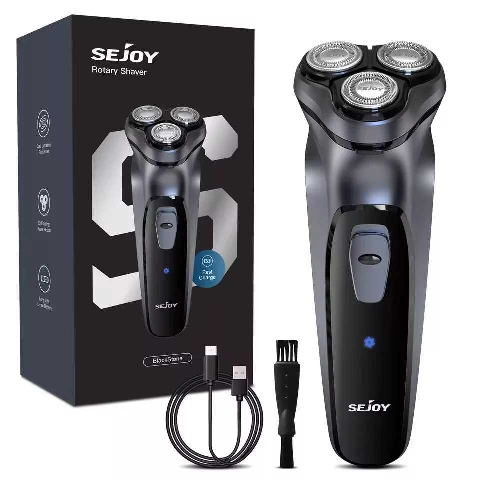 SEJOY rechargeable wet dry electric shaver with pop-up hair trimmer and rotating shaverW250117
