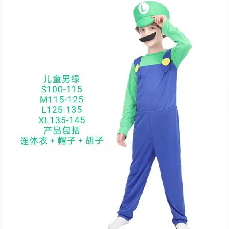 Super Luigi Brothers cosplay costume Marios adult children jumpsuit beard hat Knapsack set Halloween costume W250117