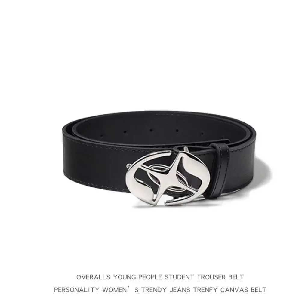 2023 Fashion Metal Star Button Gothic Punk Style Belt For Men Women Casual Style Belt For Daily Wear Jeans For Men Women Belt W250120