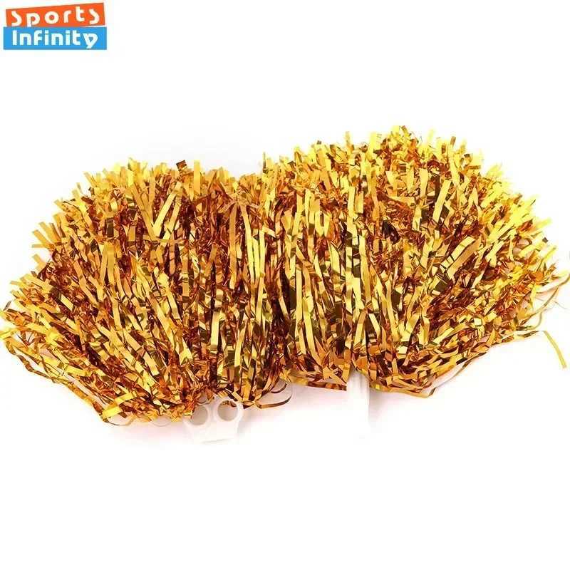 Lightweight Cheerleading Pom Poms with Handle Cheer Balls Gold Silver Pink Red Blue for Hand Dance Girl Kids Pompoms AccessoriesW250121