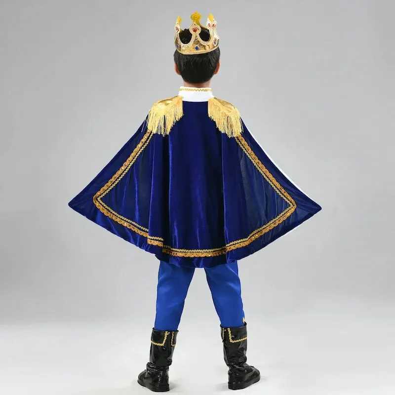 7 Pieces Boys King Carnival Costume Medieval Royal Prince Full Set Outfits for Halloween Birthday Party Fancy Dress Up W250117