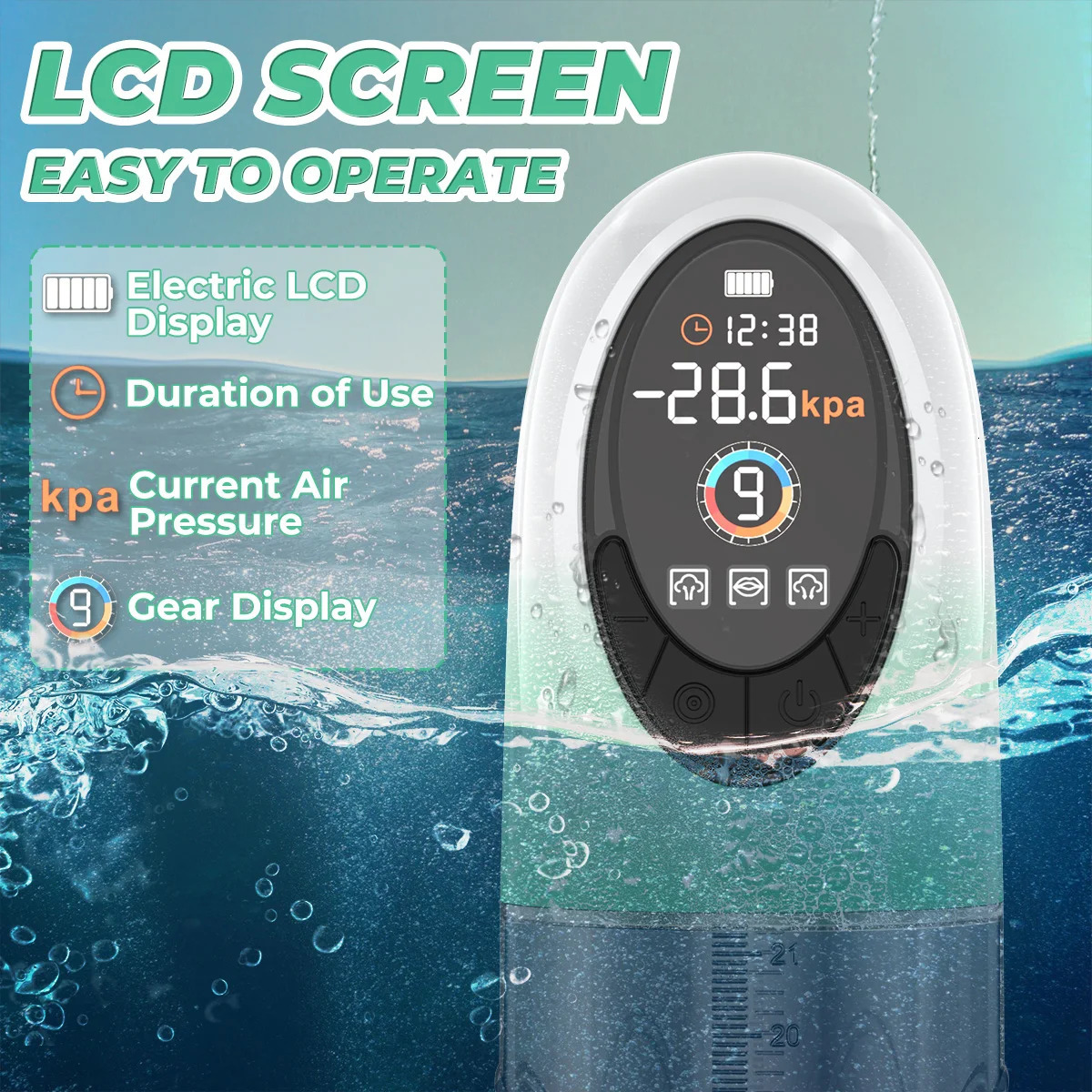 Penis Pump Male Sex Toys Electric Vacuum IPX7 Waterproof LCD Display 4 Pressure Levels 9 Suction Training Extender Bigger 250121