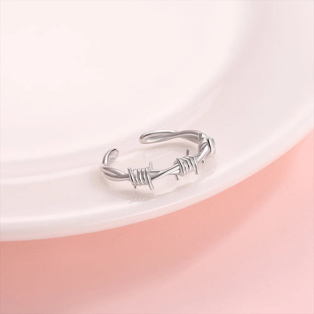 925-Sterling-Silver Open Adjustable Barbed Crown of Twist Thorns Wire Ring for Women MenTree Branch Thorn Jewelry for Teen Girl 250117