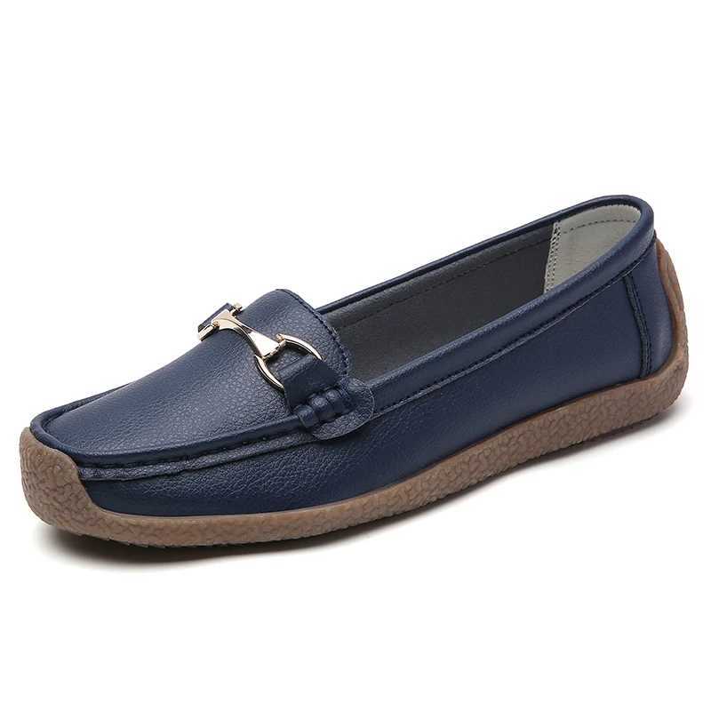2024 New Women Shoes Flats Leather Sneakers Woman Casual Shoes Slip- Loafers Female Boat Shoes Big Size 44XJ250118