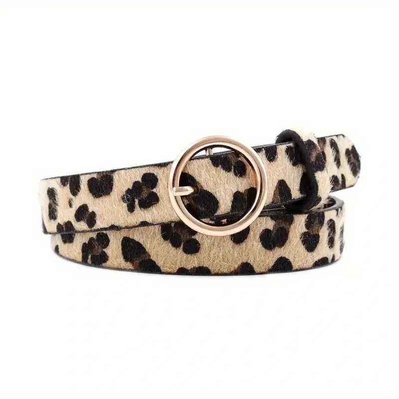 Trendy Leopard and Snake Print Belt with Classic Round Buckle for Women and Men - Stylish PU Waistband for Any Outfit W250120