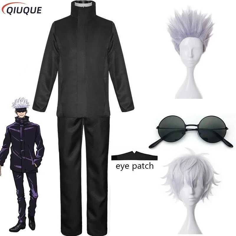 110-3XL Black/Blue Gojo Satoru Cosplay Costume Eyemask Wig Glasses Anime Party Boy Uniform W250117