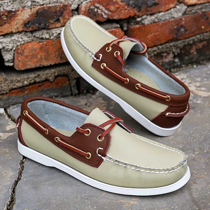 Breathable Mens Casual Leather Shoes Summer Slip Loafers Hot Sale Male Boat Flats Versatile Comfy Driving Shoes ManXJ250118