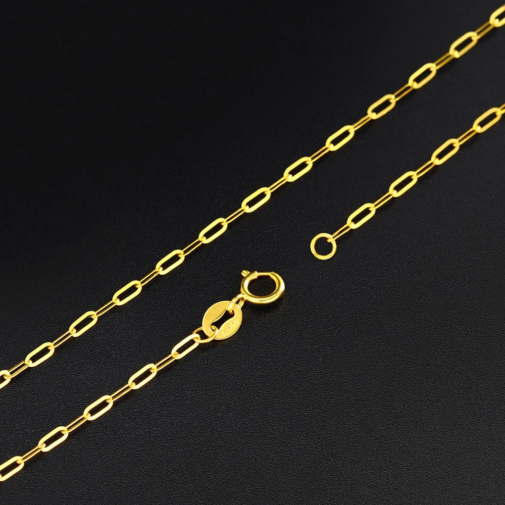 RINYIN Fine Jewelry Ankle Bracelet 9 -11 23-28cm 100% 18K Gold Ankle Shining Oval Rectangular Chain 250110