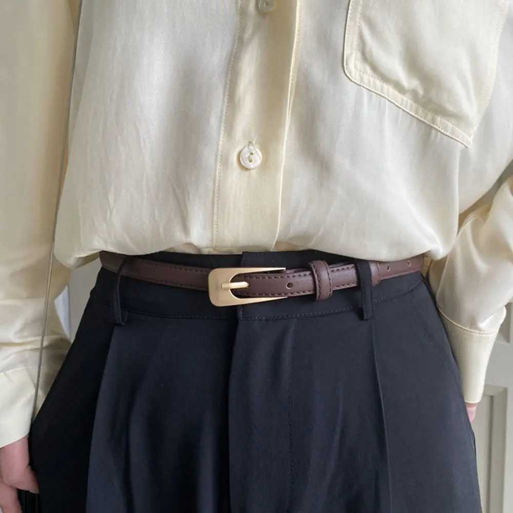 Luxury Design Casual Retro Metal Buckle Waistband Leather Belt Thin Waist Strap Trouser Dress Belts W250120
