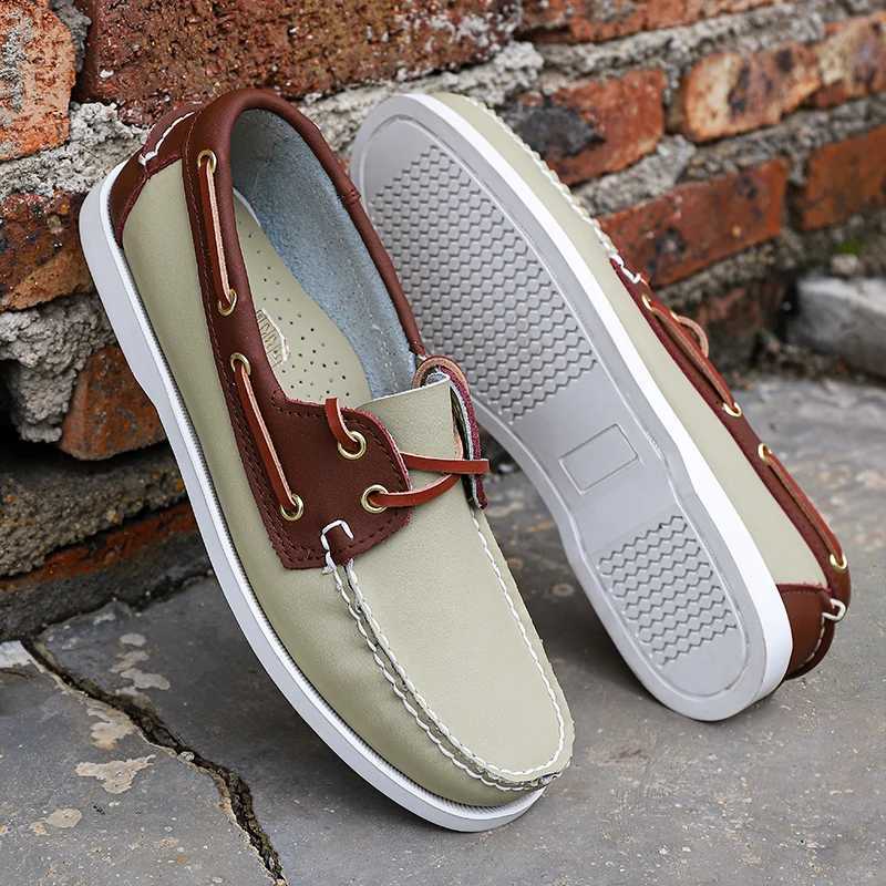 Breathable Mens Casual Leather Shoes Summer Slip Loafers Hot Sale Male Boat Flats Versatile Comfy Driving Shoes ManXJ250118