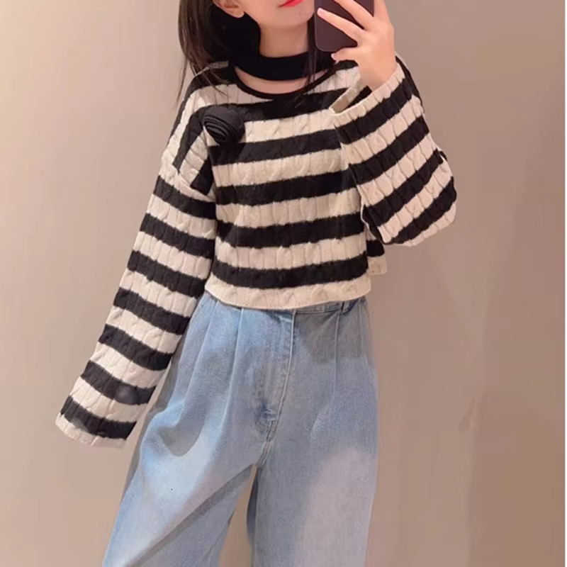 Long Sleeve Loose Women Knitted Tops Autumn 2024 Female Sweet Hollow Out Pullovers Bow All-Match Sweater