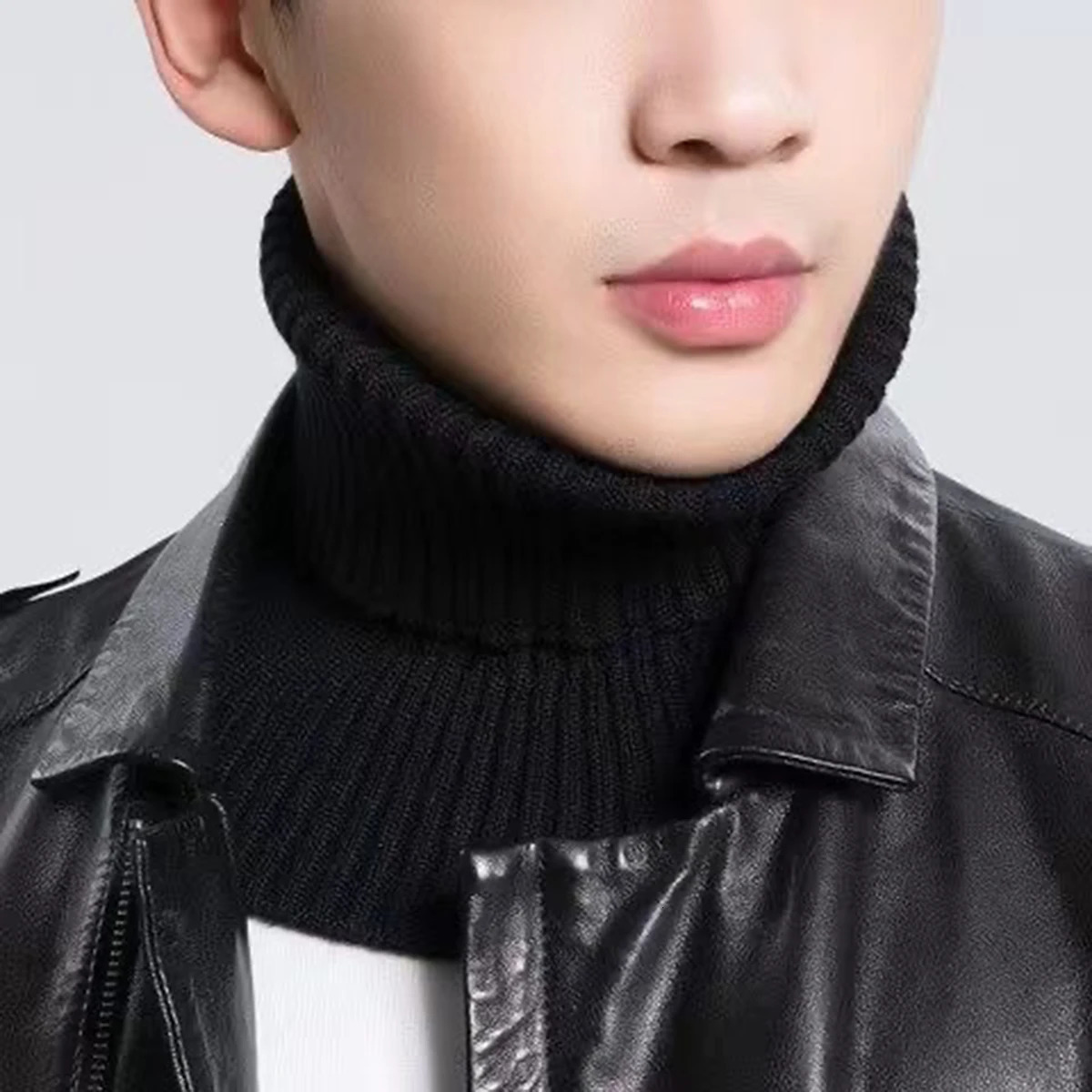 Fashion Men Winter Scarf Knitted Cotton Collar Women Warm Turtleneck Neck Warmer Detachable Windproof 250114