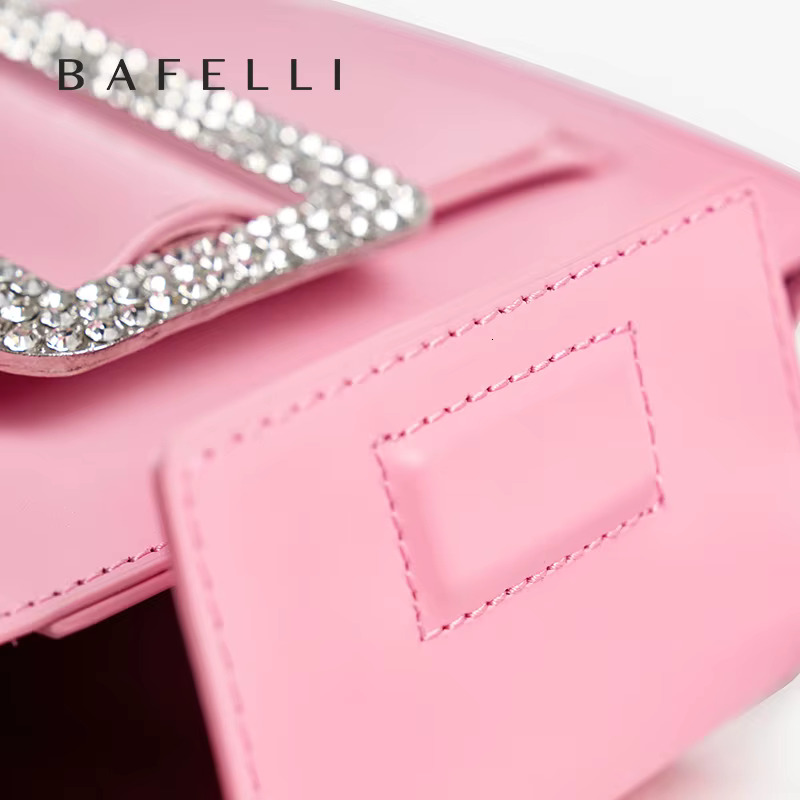 BAFELLI 2024 NEW Women's FASHION PINK EVENING HANDBAG SHOULDER BOXY BAG CASUAL PURSE BRAND DESIGNER LEATHER TREND LADY