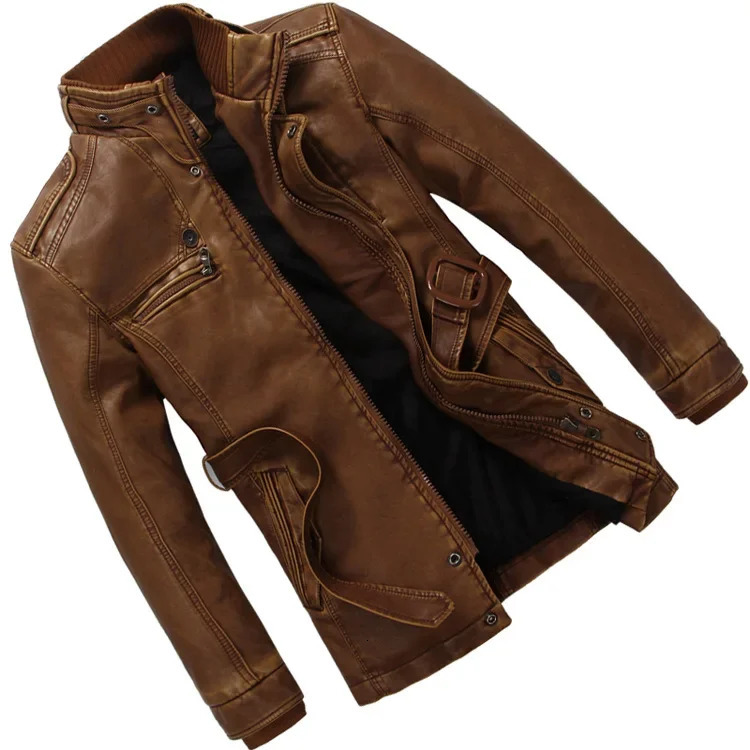Thick Warm Cashmere Men Outwear Fleece Fur Collar Windbreaker Coats Mens Military Tactical Leather Jackets Long Jacket Men 250120
