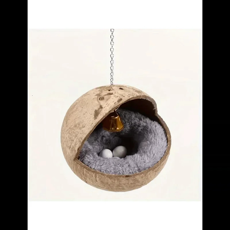 Natural Coconut Fiber Bird Nest For Small Pets House Bed Breeding Anti-Pecking With Warm Pad And Bell For Parrots 250121
