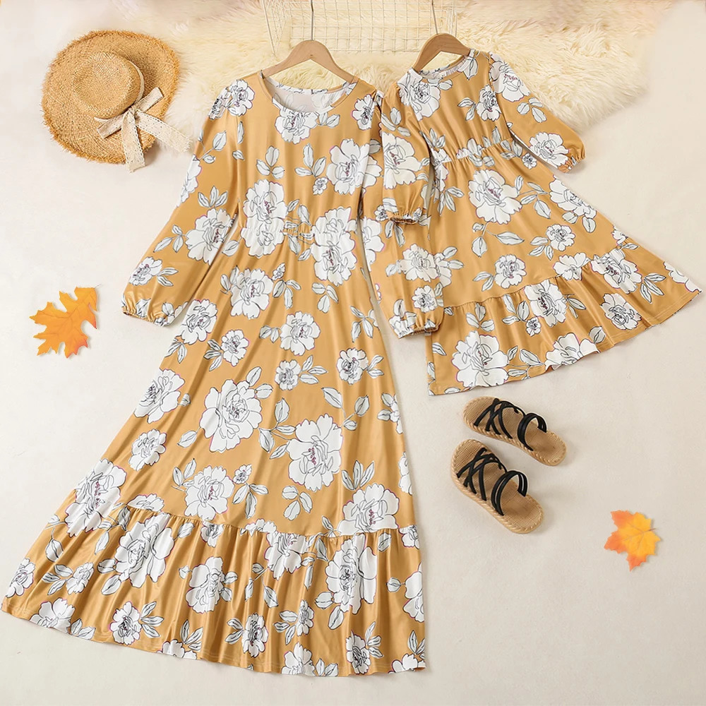 Mother Daughter Dresses Floral Print Dresses Mommy and daughter Family matching clothes Mother and Daughter Family Look 250117
