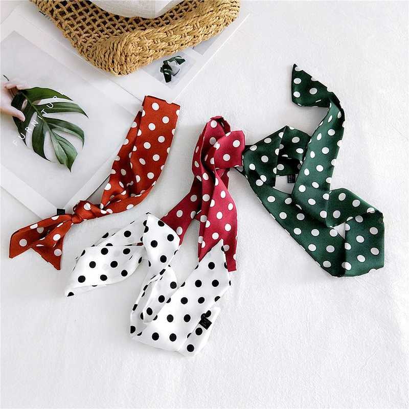 Long and thin hair scarf large and thin neck scarf hair band headband Korean full matching collar fashionable polka dot collar W250118